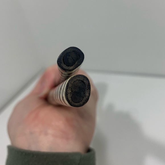 Olive Wood Salad Serving Spoons Hand-carved wavy Black & white handles Pair - Picture 7 of 7